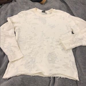 ASOS distressed off white lightweight crew neck